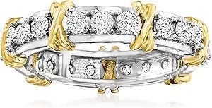 Ross-Simons 1.00 Ct. T.W. Diamond X Station Eternity Band In 14kt 2-Tone Gold