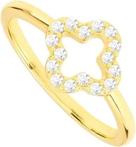 Amazon Essentials Cubic Zirconia Clover Ring