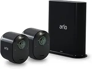 Arlo Ultra Security Camera 4k Hdr (2nd Gen, 2020 Release) + Smarthub, Battery Power, Emergency Response, Ai Event Captions, 1-Month Trial Of Secure Plan, 180° Field Of View, 2 Cam, White