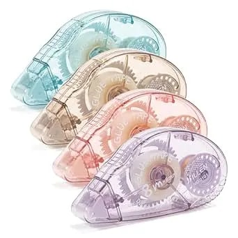4 Pack Double Sided Tape Roller, Scrapbook Supplies, Glue Tape - Scrapbooking, Crafts, School Office Journaling Supplies (0.31 Inch X 26.25 Feet)