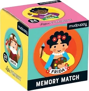 Mudpuppy Little Feminist Mini Memory Match Game, 24 Pieces (12 Pairs), Ages 3+, Develop Matching, Visual Memory, Focus, Concentration Skills, Features Charming Portraits Of Historical Women