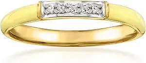 Ross-Simons Pastel Yellow Enamel Ring With Diamonds In 18kt Gold Over Sterling