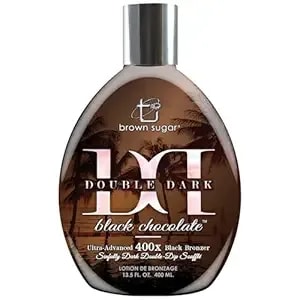 Brown Sugar Double Dark Black Chocolate Tanning Lotion, Ultra-Advanced 400x Black Bronzer With Cocoa, Coconut & Shea Butters, 13.5 Fl Oz
