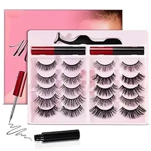Magnetic Eyelashes With Magnetic Eyeliner Kit, Reusable Magnetic Lashes, 3d Natural Look False Eyelashes With Eyeliner And Tweezers