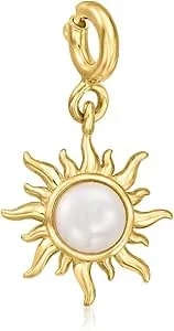 Ross-Simons 5-5.5mm Cultured Pearl Sun Charm In 18kt Gold Over Sterling