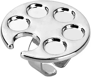 Silver Mini Manicure Palette Metal Paint Palette Finger Rings Nail Art Tools Makeup Palettes