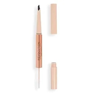 Revolution, Fluffy Brow Filter Duo, 2-In-1 Eyebrow Pencil & Gel, Enhances & Shapes Brows, Vegan & Cruelty-Free, Dark Brown, 1 Piece
