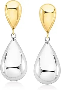 Ross-Simons Sterling Silver And 18kt Gold Over Sterling Teardrop Earrings