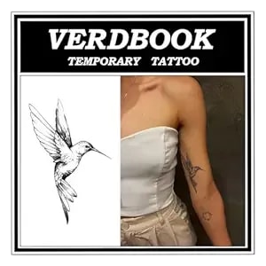 Waterproof Temporary Tattoos: 2-Sheet Tattoo Kit With Realistic Body Stickers, Semi-Permanent Tattoos For Adults Lasting 7-15 Days – Safe For Men & Women, Hummingbird Style