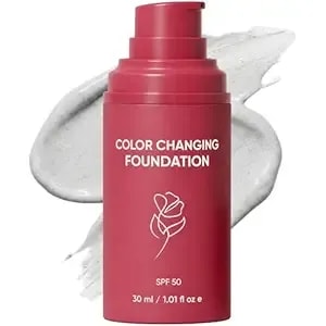 Color Changing Foundation, Automatically Adjusts Liquid Foundation For Women, With Spf 50, Deep Hydration & Refines Pores, Medium To Full Coverage Cream For Mature Skin, 30ml / 1.01 Fl Oz