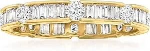 Ross-Simons 1.00 Ct. T.W. Baguette And Round Diamond Eternity Band In 14kt Yellow Gold