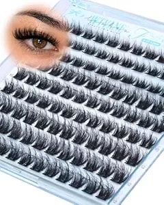 Wispy Lash Clusters Fluffy Eyelash Clusters 8-10-12mm Cluster Eyelash Extensions Volume D Curl Individual Lashes Clusters Wispy Fluffy Lash Extensions With Thin Band Soft & Comfty For Daily Wear