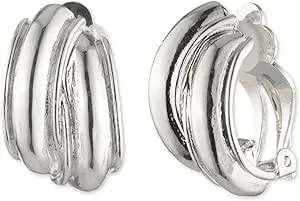 Anne Klein Women'S Silver Tone Ez Comfort Clip Earring Button Featuring Cross Over Design