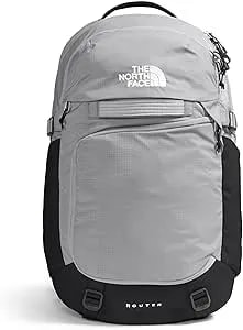 The North Face Router Everyday Laptop Backpack - Daypack, Water Repellent, Laptop Sleeve, Reflective Details, Meld Grey/TNF Black-NPF, One Size