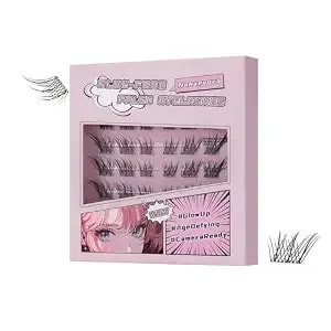 Self-Adhesive False Eyelashes, Pre-Glued C-Curl Cluster Eyelash Extensions, 9-13mm Reusable, Lightweight & Easy To Apply For Stunning Eye Looks, 12h Waterproof Hold (01 Nanawink)