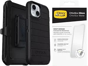 Otterbox Iphone 15 (Only) - Defender Series Case - Black - With Screen Protector - Rugged & Durable - With Port Protection - Holster Clip Includes - Microbial Defense Protection