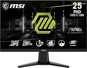 Msi MAG 256F 25-Inch 1920 X 1080 (FHD) Computer Monitor, 180Hz, Adaptive Sync, HDMI, Displayport, VESA Mountable, Tilt, Height Adjustable, Speaker, 1ms, Black