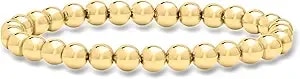Ross-Simons Italian 6mm 18kt Gold Over Sterling Bead Stretch Bracelet