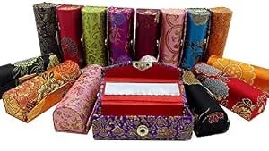 Comicfs Lipstick Case 3pcs /Set Lipstick Case With Mirror, Satin Silky Fabric With Gorgeous Design, Random Assorted Colors, Jewelry Box
