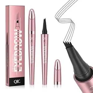 Qic 4-Tip Microblading Eyebrow Pen, Waterproof Brow Marker Pen For Hair Stroke Brows, Quick-Dry Smudge-Resistant, Black