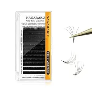 Nagaraku Easy Fan Eyelash Extensions Volume Lash 0.05 D Curl 8-15mm Mix Tray Rapid Blooming Faux Mink Cluster Easy Fanning PestañAs Soft Natural Lashes Supplies For Beginners & Professional Salon Use
