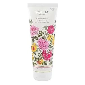 Lollia Always In Rose Shower Gel, 8 Fl. Oz. – Rose & Hibiscus – Scented Shower Gel Body Wash, Shea Butter Body Wash, Bath Wash For Women, Beautiful Shower Gel, Moisturizing Body Wash