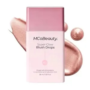 Mcobeauty Super Glow Blush Drops - Blush Pink - Liquid Cheek Color - Buildable Warm Flush With Jojoba Oil Hyaluronic Acid Cocoa Extract White Tea Antioxidants - Vegan & Cruelty Free
