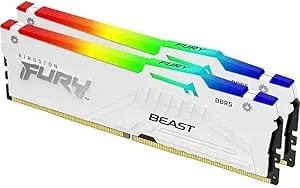 Kingston Fury Beast White Rgb 64gb (2x32gb) 6000mt/S cl36 ddr5 Expo Dimm - Infrared Syncing - Fury Ctrl Software - Overclocking - Amd Expo - Kit Of 2 - kf560c36bweak2-64