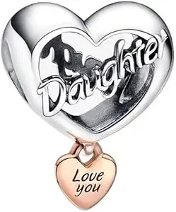 Pandora Love You Daughter Heart Charm - Bracelet Charm For Pandora Moments Bracelets - Stunning Women'S Jewelry - Gift For Women In Your Life - 14k Rose Gold & Sterling Silver - With Gift Box