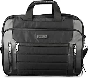 Kenneth Cole Reaction Keystone 1680d Polyester Dual Compartment 17" Laptop Business Portfolio, Black