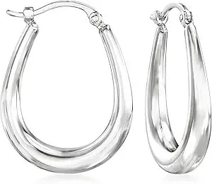 Ross-Simons 14kt White Gold Tapered Hoop Earrings