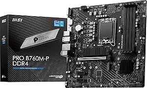Msi Pro b760m-P ddr4 Proseries Motherboard (Supports 12th/13th/14th Gen Intel Processors, Lga 1700, ddr4, Pcie 4.0, M.2, Usb 3.2 gen2, Hdmi/Dp, Matx)