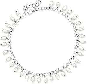 Ross-Simons 3.5-4mm Cultured Pearl Drop Anklet In Sterling Silver. 9 Inches