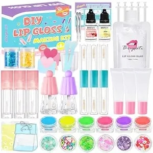 Diy Lip Gloss Making Kit - Make Your Own Lip Glosses Moisturizing Diy Lip Glaze Handmade Glittery Set For Teens Girls Women Makeup Lover Beginner Christmas Birthday Gift