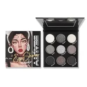 Black Gray Smokey Eyeshadow Palette Silver 9-Color Eyeshadow, Metallic And Matte Textures, Highly Pigmented Eye Makeup, Long-Lasting Formula