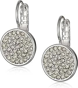 Anne Klein Silver Tone And Crystal Pave Stud Earrings