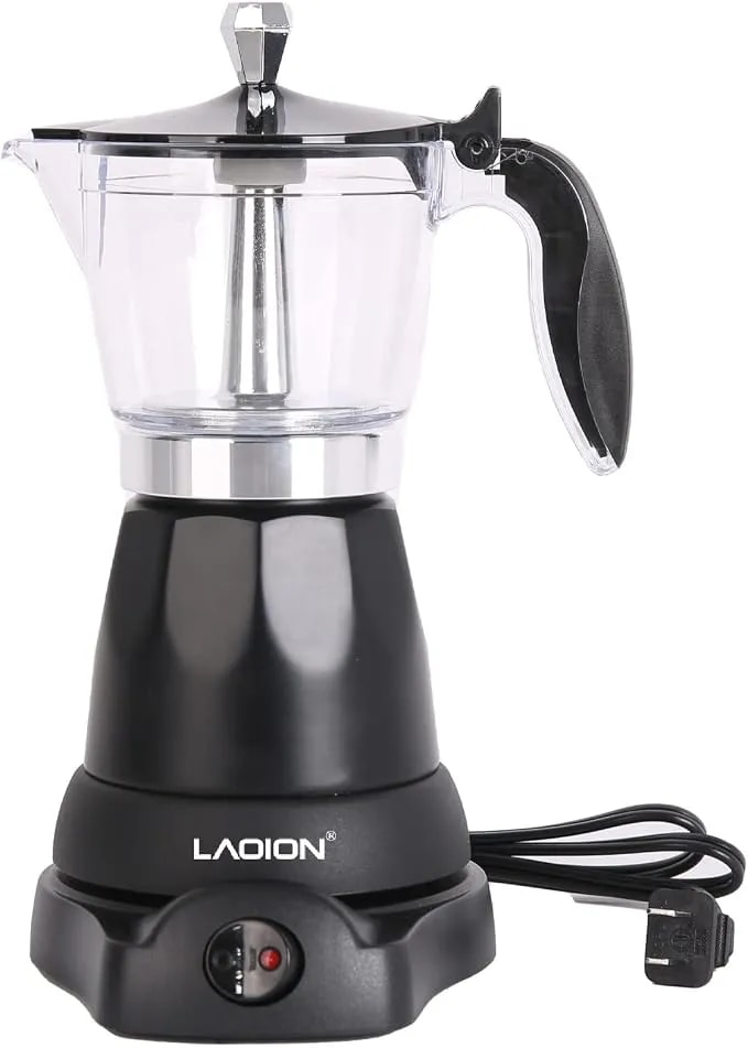 Laoion Cuban Coffee Maker, 6 Or 3cup Electric Espresso Coffee Maker - Portable Cafeteras Electricas Modernas, Electric Moka Pot With Detachable Base & Overheat Protection, Coffee Gift
