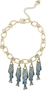 Betsey Johnson Women'S Mermaid Jewels Fish Charm Bib Necklace