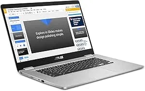 ASUS Chromebook C523 Laptop, 15.6" HD Nanoedge Display With 180 Degree Hinge Intel Dual Core Celeron Processor, 4GB RAM, 32GB Storage, Silver Color, C523NA-DH02