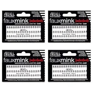 Ardell Faux Mink False Eyelashes, Individual Lashes Short, Black - Natural Look Diy Lash Clusters, Eyelash Extensions, 4 Pack