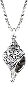 Ross-Simons Sterling Silver Scrollwork Seashell Pendant Necklace. 18 Inches