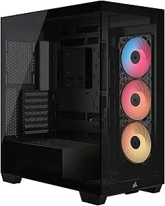 Corsair 3500X RS Reverse Fan ARGB Mid-Tower PC Case – 3X Pre-Installed Fans, Panoramic Glass, Spacious Interior, GPU Anti-Sag, Reverse Connection Motherboard Compatible – Black