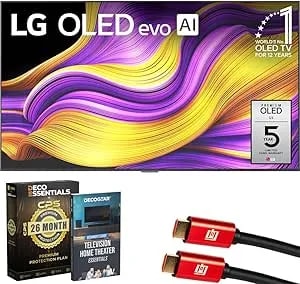 Lg 65 Inch g5 Series Oled Evo 4k Uhd Smart Webos Tv With One Wall Design (2025) oled65g5wua Bundle With 26 Month Cps Protection Pack, 2x 6ft Hdmi Cable And Deco Gear Home Theater Beginner'S Guide