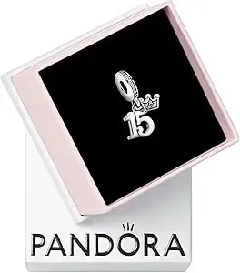 Pandora 15th Birthday Dangle Charm - Compatible Moments - Jewelry For Women - Gift For Her - Sterling Silver & Cubic Zirconia - With Gift Box