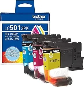 Brother Genuine lc5013pk 3-Pack Standard Yield Cyan, Magenta, And Yellow Ink Cartridges (For Use With Work Smart 1260, 1360, And 1410 Printers)