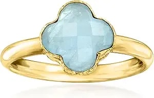 Ross-Simons Italian 1.40 Carat Aquamarine Clover Ring In 14kt Yellow Gold