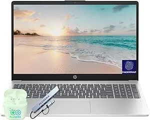 HP 15.6" FHD Business & Student Laptop Computer, 16GB RAM 256GB SSD, 8-Cores Intel Core i3 Processor, Windows 11 With Plusera Earphones & 8-In-1 Hub Included, Fingerprint Reader, Natural Silver