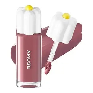 Amuse Seoul Daisy Flower Dew Tint (Milky Rose) - Glossy Moisturizing Lip Stain, Watery Glow Lip Tint, Long Lasting Color, Dewy Finish, Vegan, Korean Beauty Makeup - Lightweight