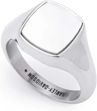 Harley-Davidson Women'S Mother Of Pearl Stone Signet Ring - Stainless Steel