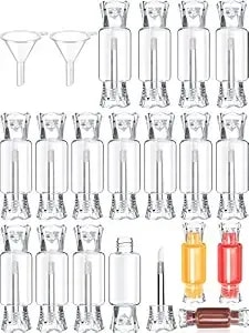 Blulu 20 Pieces Empty Lip Gloss Tubes With Wand 9 Ml Mini Clear Candy Shape Lip Balm Tube Containers And 2 Pieces Funnel For Diy Cosmetics Women